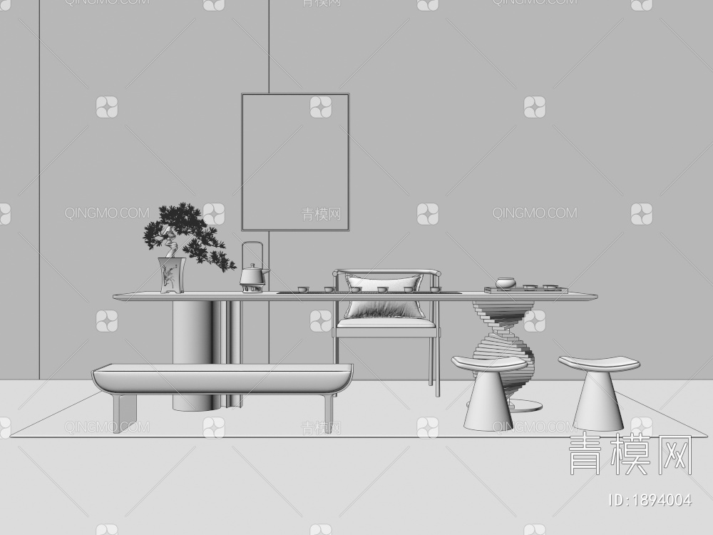 茶桌椅3D模型下载【ID:1894004】