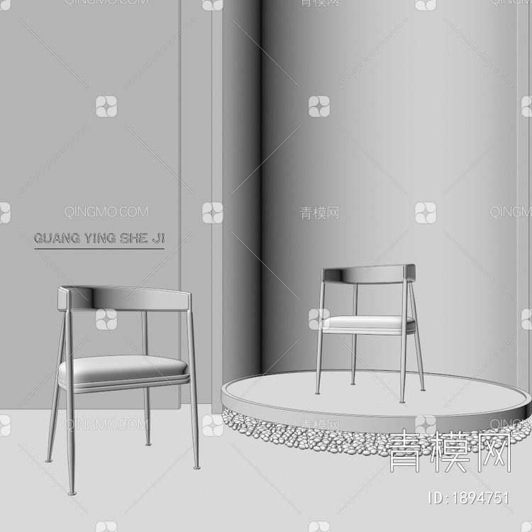 餐椅，休闲椅，单椅3D模型下载【ID:1894751】