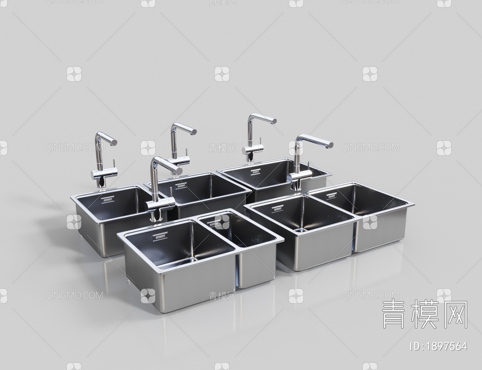 不锈钢洗菜盆 水槽3D模型下载【ID:1897564】