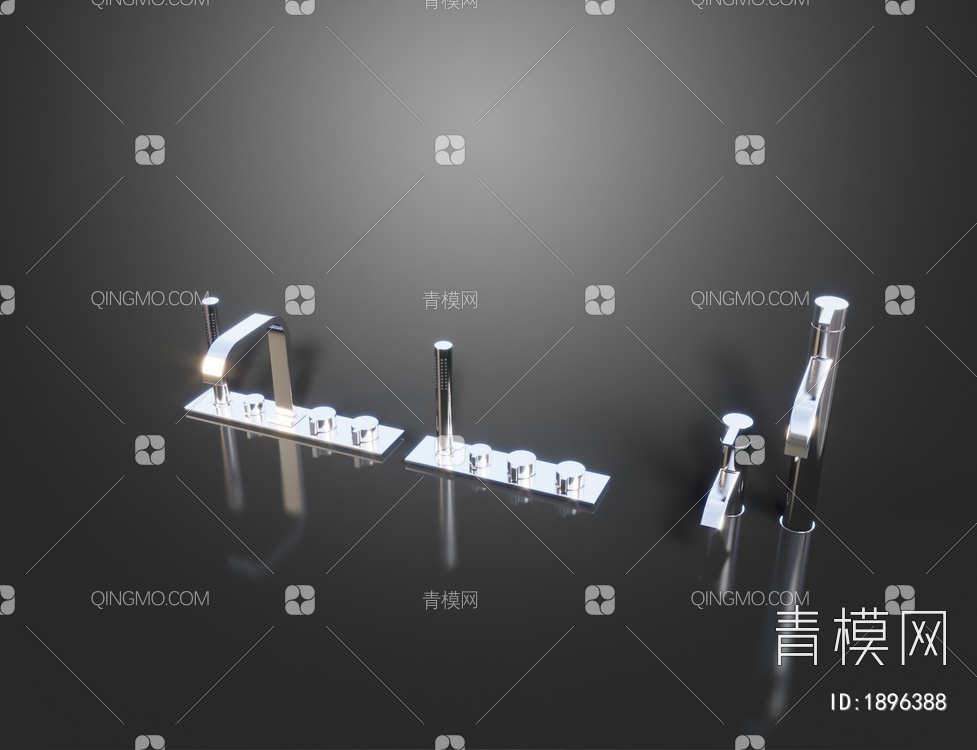 不锈钢淋浴花洒   水龙头3D模型下载【ID:1896388】