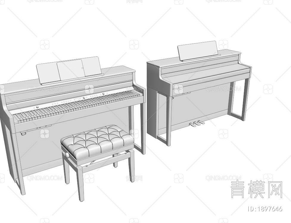 实木钢琴3D模型下载【ID:1897646】