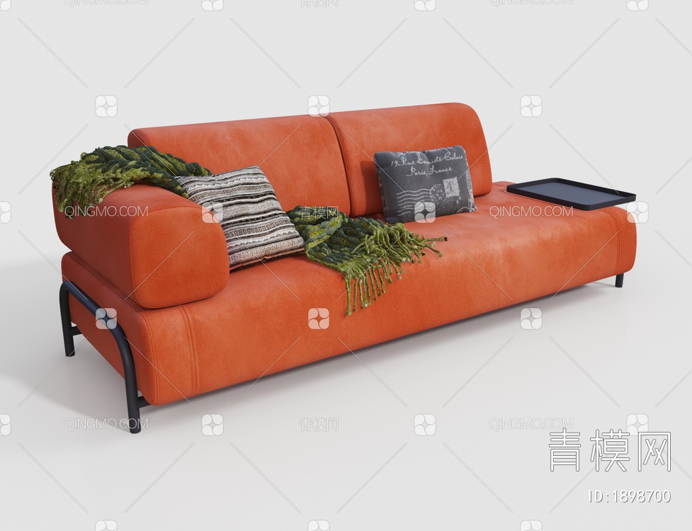 皮质皮革双人沙发3D模型下载【ID:1898700】