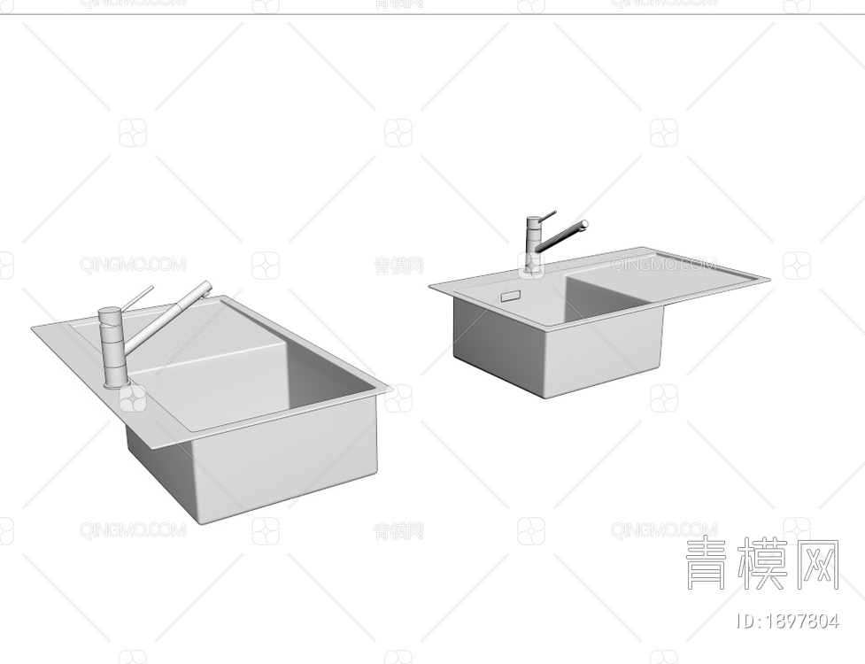 不锈钢水槽洗菜盆3D模型下载【ID:1897804】