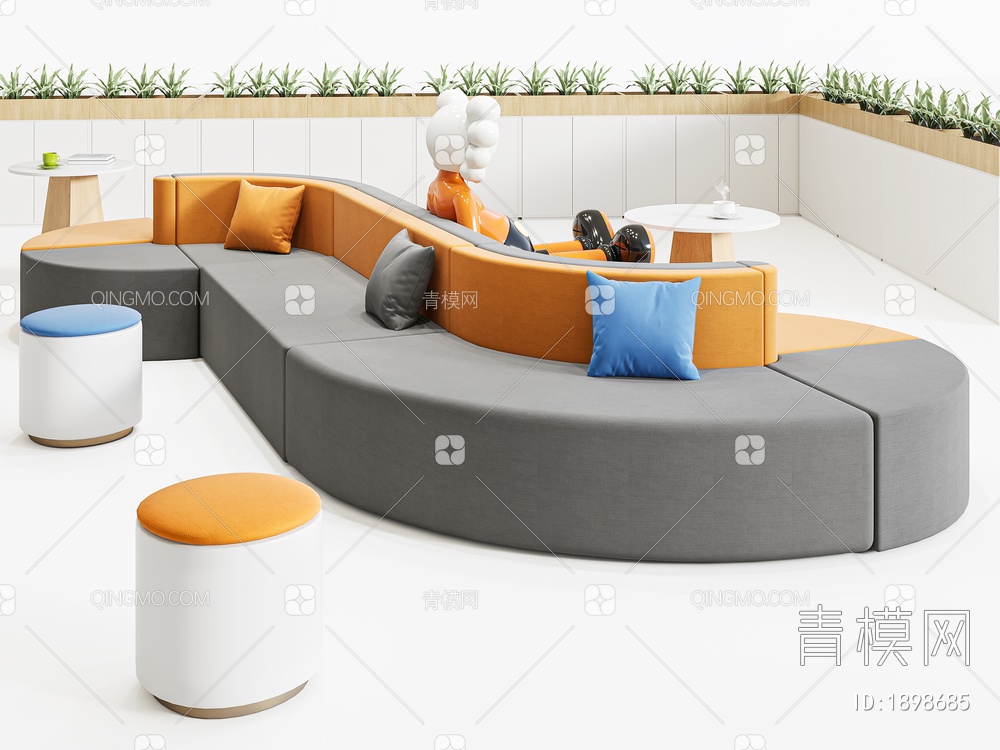 异形沙发茶几组合3D模型下载【ID:1898685】