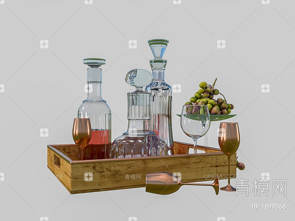 酒具用品 葡萄红酒3D模型下载【ID:1899068】