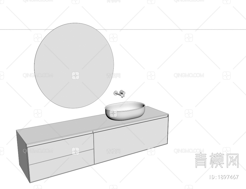浴室柜 洗手台3D模型下载【ID:1897467】