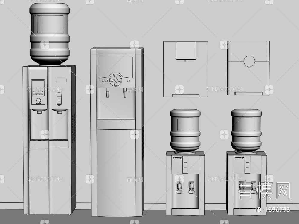 饮水机 净水器 挂壁饮水机 直饮水 桶装水 开水机 热水壶 茶吧机3D模型下载【ID:1896798】