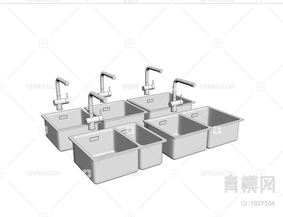 不锈钢洗菜盆 水槽3D模型下载【ID:1897564】