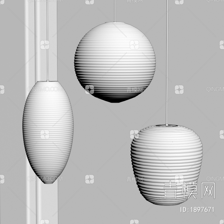 AKARI 纸制吊灯3D模型下载【ID:1897671】