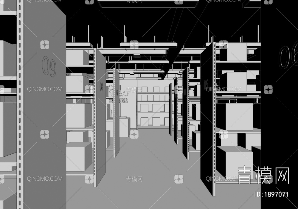 快递超市 菜鸟驿站3D模型下载【ID:1897071】