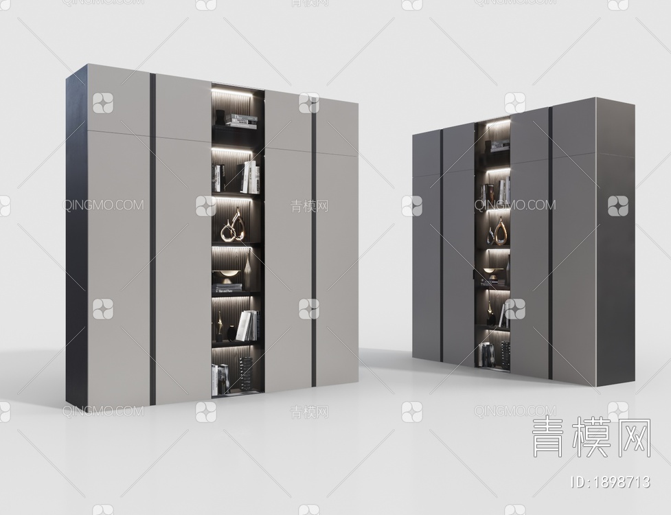书柜 装饰柜 置物柜3D模型下载【ID:1898713】