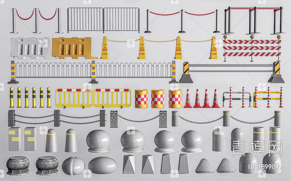 路障围挡SU模型下载【ID:1899099】