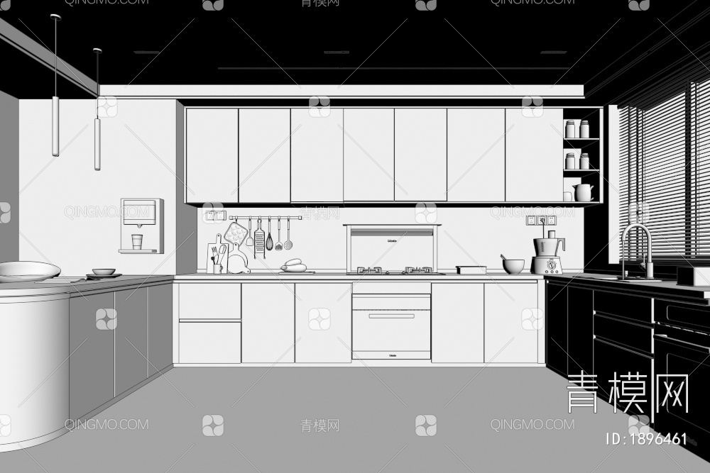 开放式厨房3D模型下载【ID:1896461】