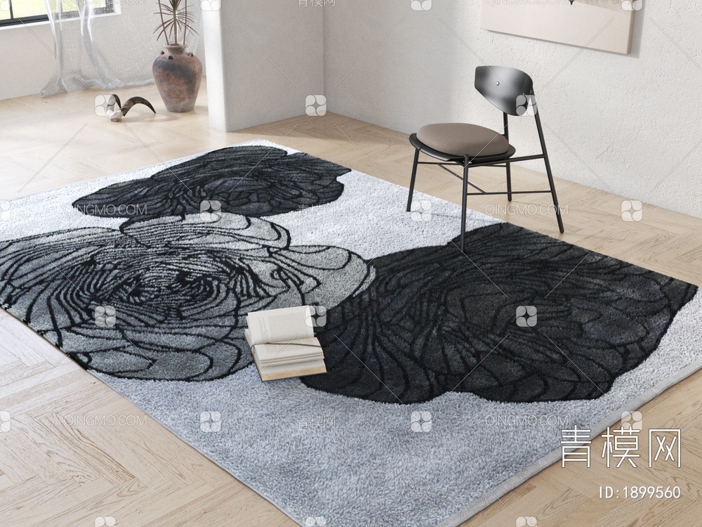 方形抽象花卉地毯3D模型下载【ID:1899560】