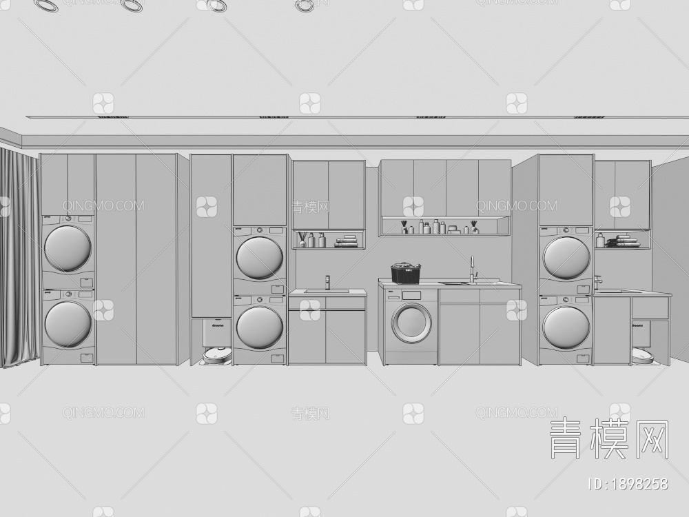 阳台洗衣机柜3D模型下载【ID:1898258】