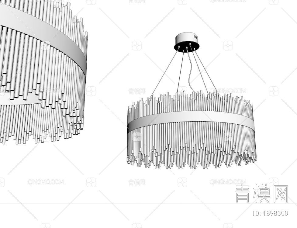 金属玻璃吊灯3D模型下载【ID:1898300】