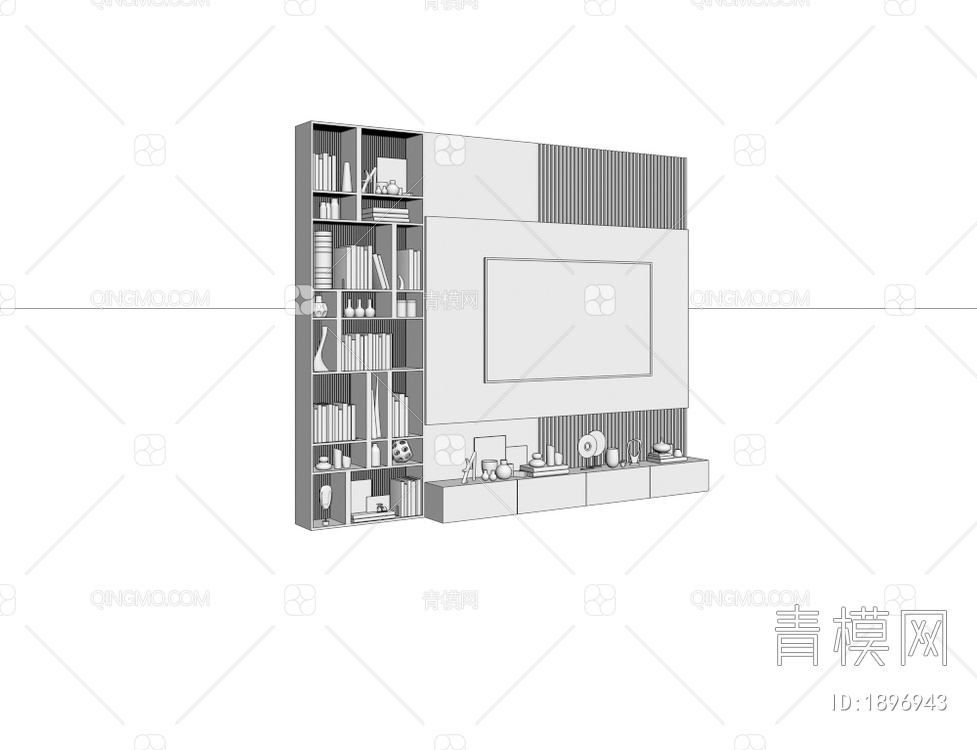 一体式电视柜背景墙3D模型下载【ID:1896943】