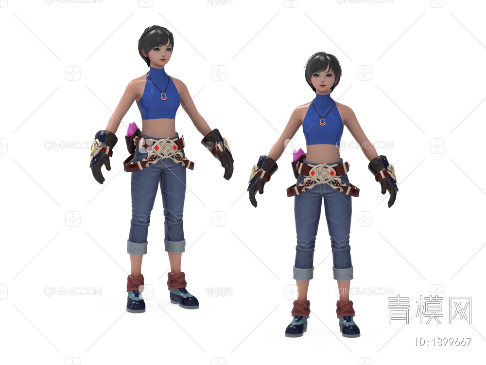 虚拟人物 游戏少女3D模型下载【ID:1899667】