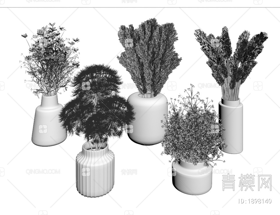金属水生花瓶花艺3D模型下载【ID:1898140】