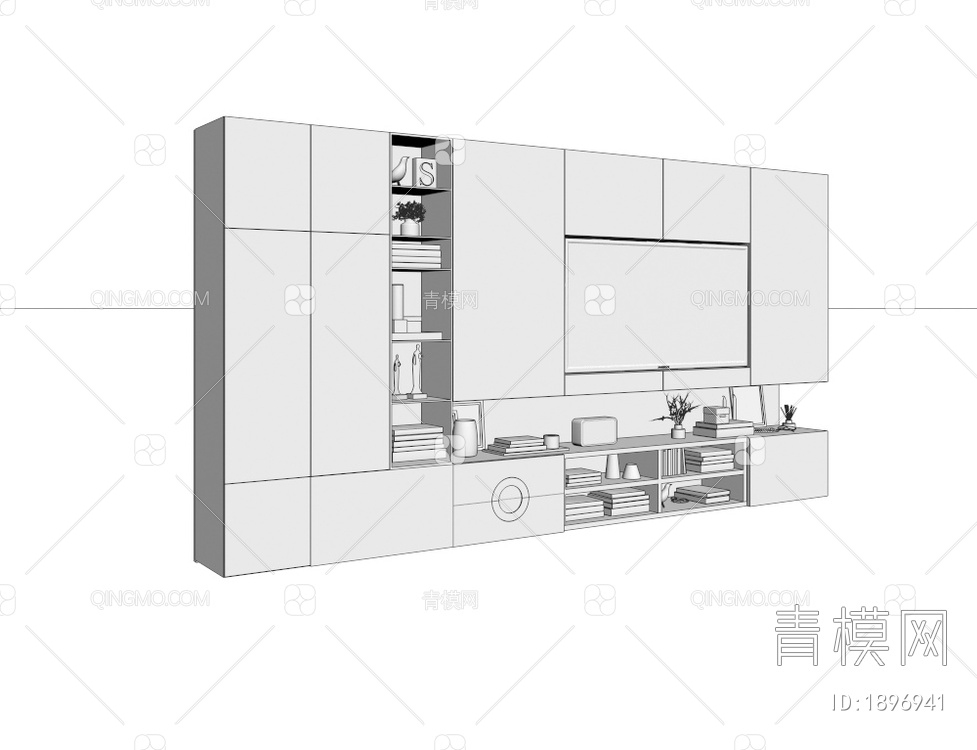 一体式电视柜背景墙3D模型下载【ID:1896941】