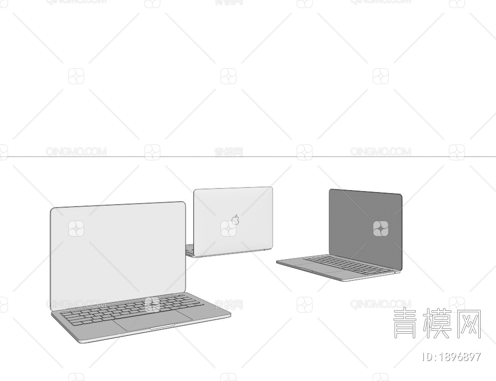 苹果电脑 笔记本电脑3D模型下载【ID:1896897】