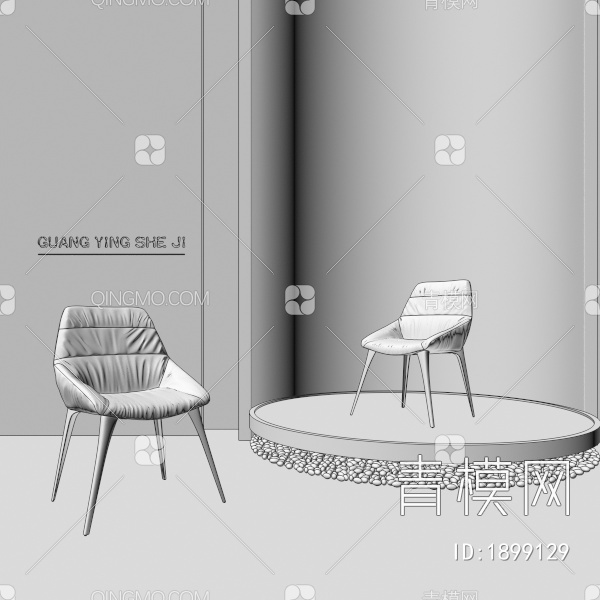 餐椅，休闲椅，单椅子3D模型下载【ID:1899129】
