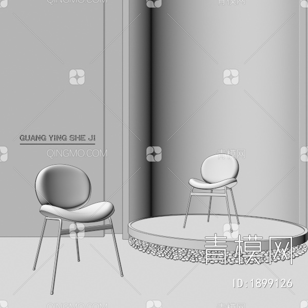 餐椅，休闲椅，单椅子3D模型下载【ID:1899126】