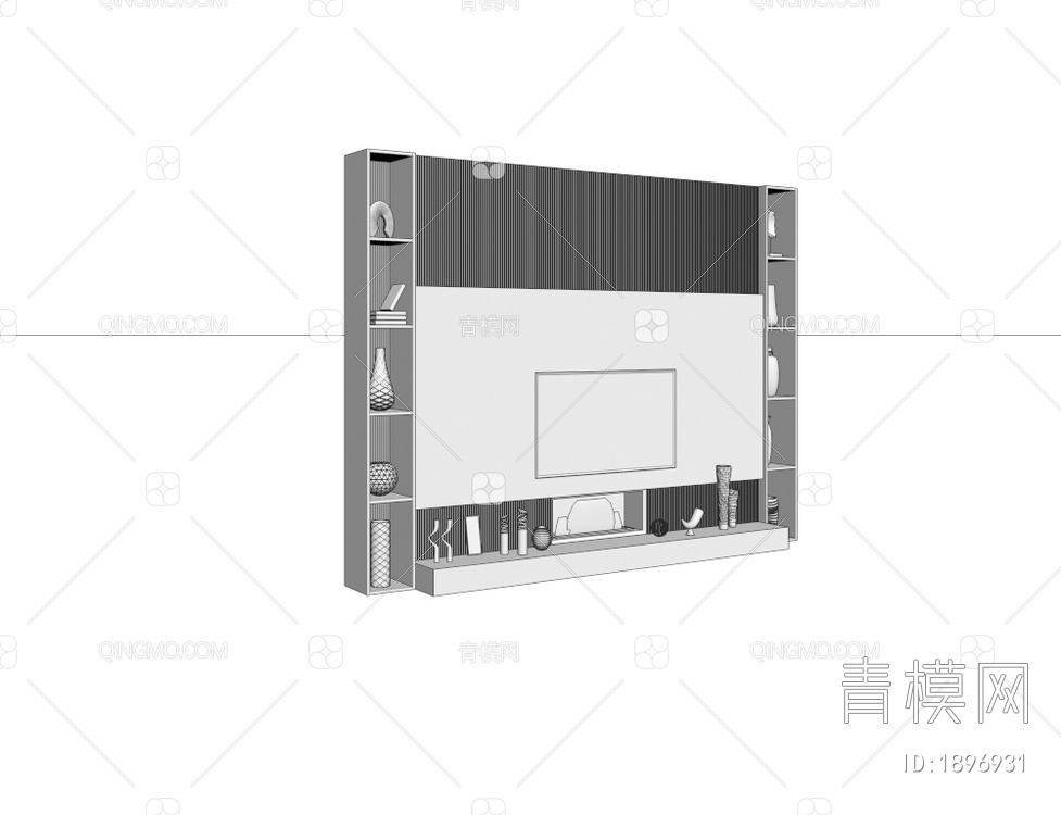 一体式电视柜背景墙3D模型下载【ID:1896931】