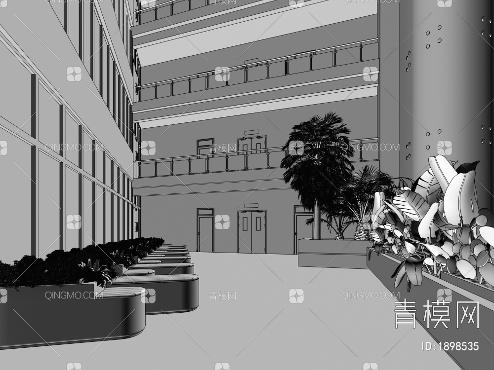 大学教学楼 休息区3D模型下载【ID:1898535】