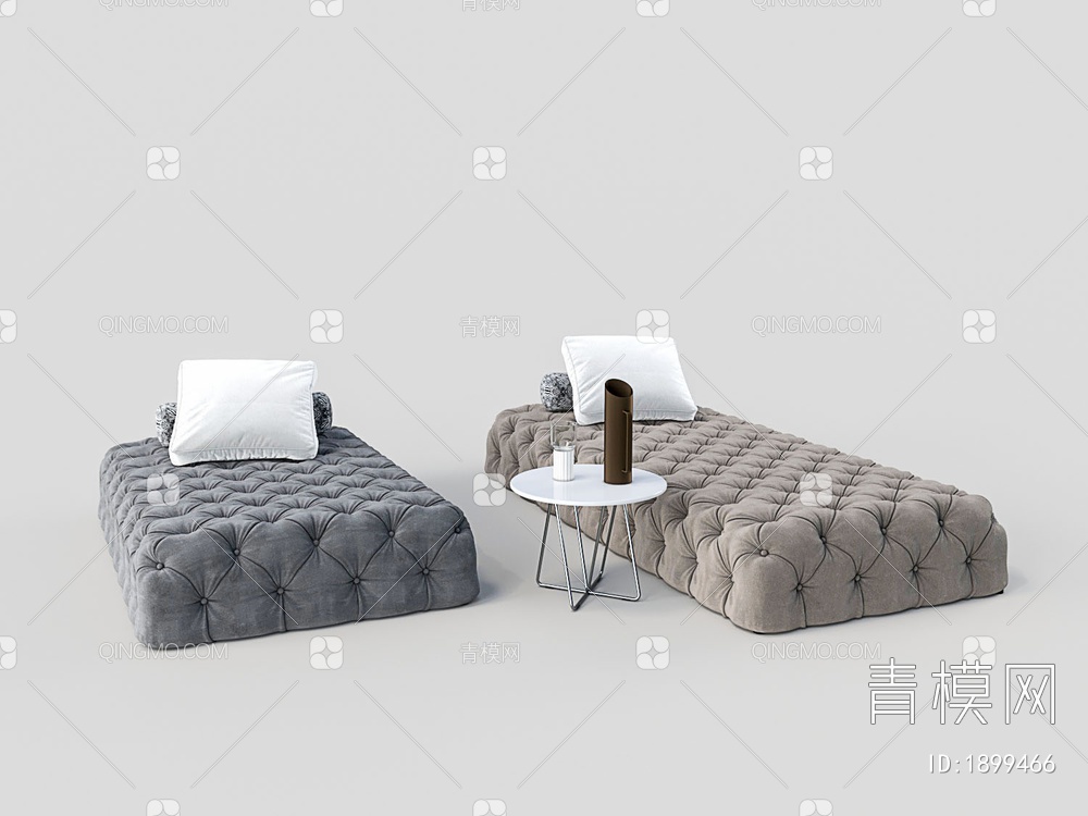 布艺软包褶皱沙发床3D模型下载【ID:1899466】