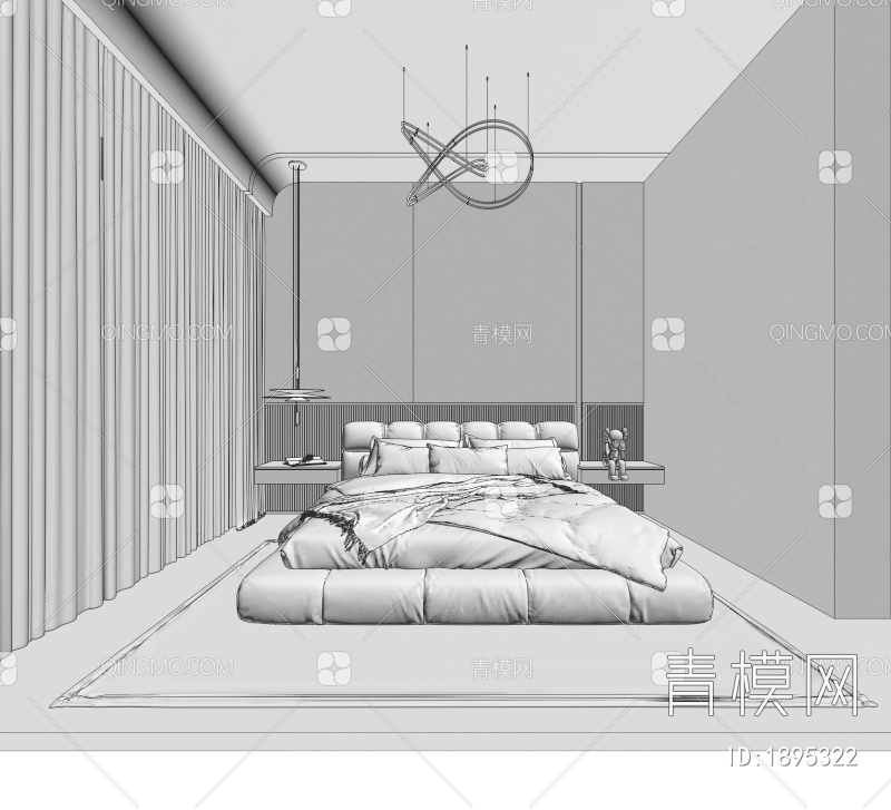 卧室，主人房，主卧3D模型下载【ID:1895322】