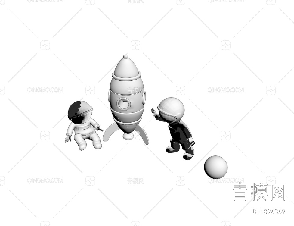 宇航员雕塑摆件3D模型下载【ID:1896869】