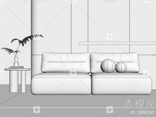 双人沙发3D模型下载【ID:1898280】