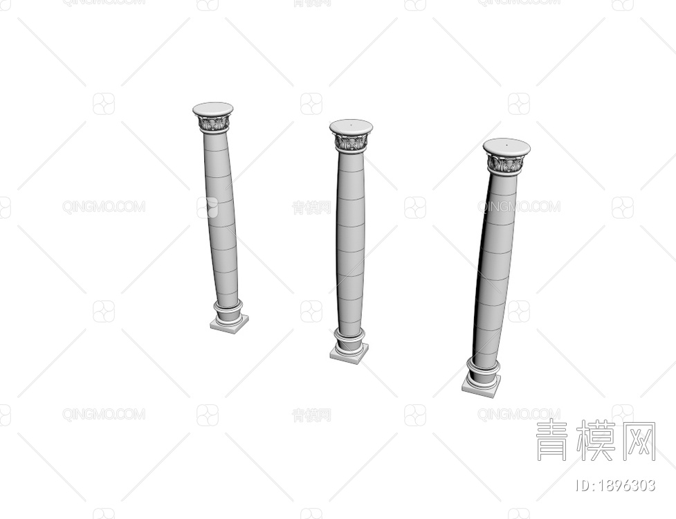 雕花罗马柱  瓷柱3D模型下载【ID:1896303】