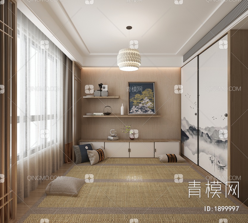 榻榻米卧室3D模型下载【ID:1899997】