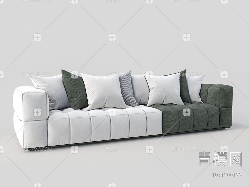 多人帆布一字沙发3D模型下载【ID:1900122】