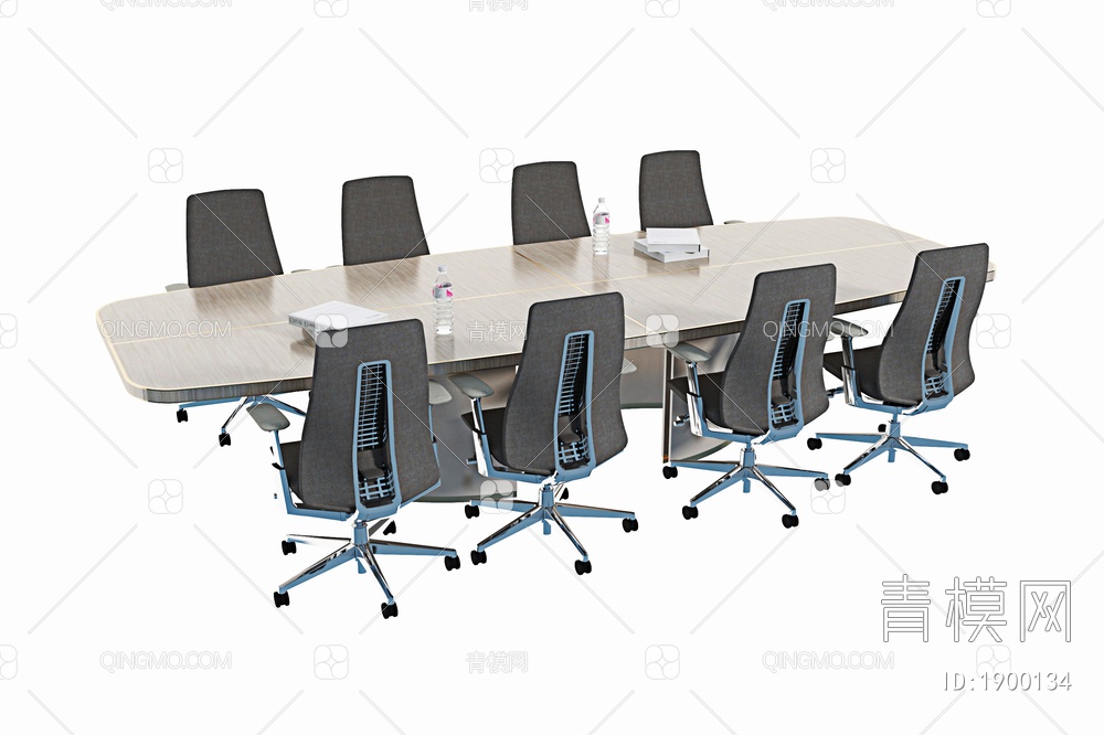 办公会议桌椅组合3D模型下载【ID:1900134】