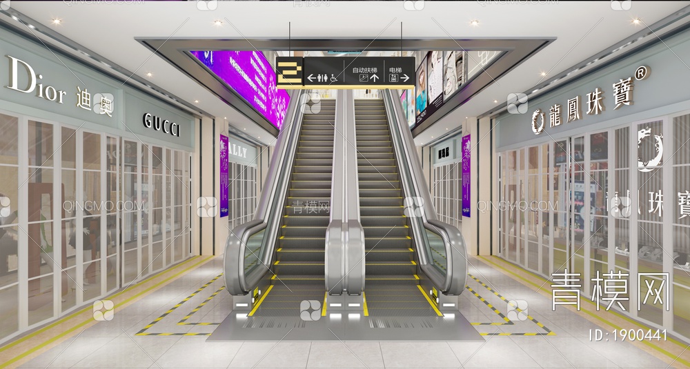 扶手电梯3D模型下载【ID:1900441】