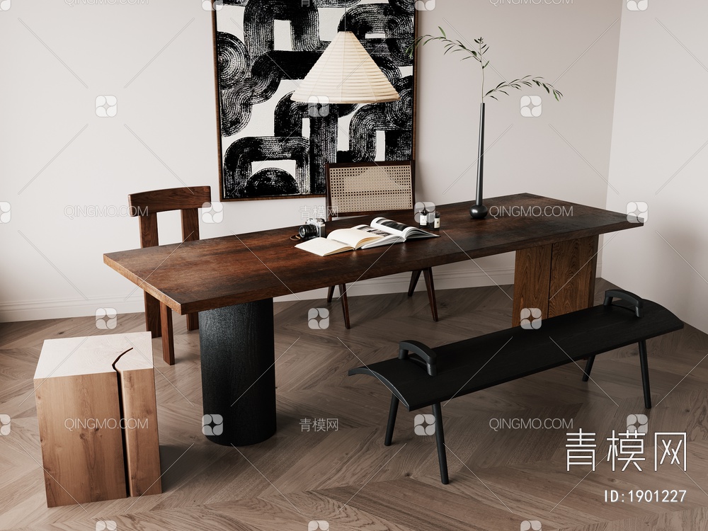 办公桌椅3D模型下载【ID:1901227】