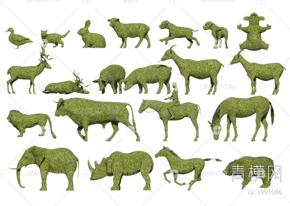 动物绿植雕塑景观小品SU模型下载【ID:1901046】