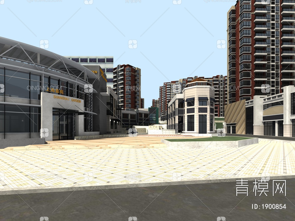 高层住宅鸟瞰3D模型下载【ID:1900854】