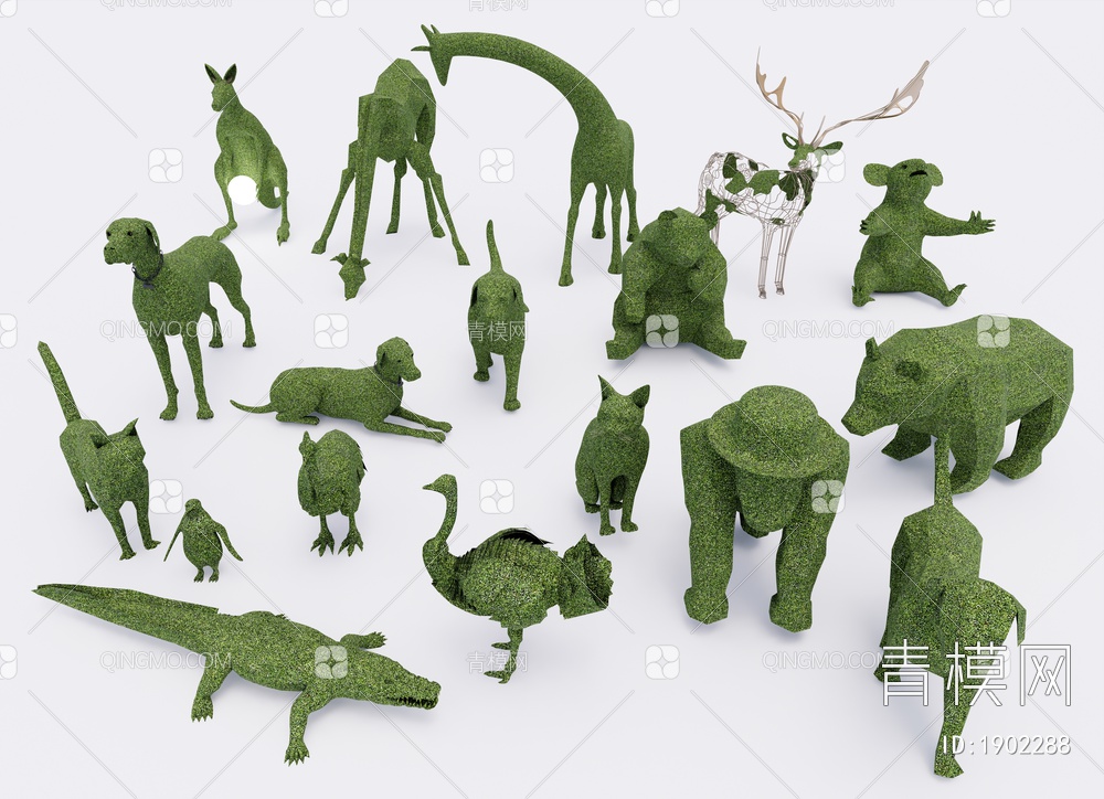 动物绿植雕塑景观小品SU模型下载【ID:1902288】