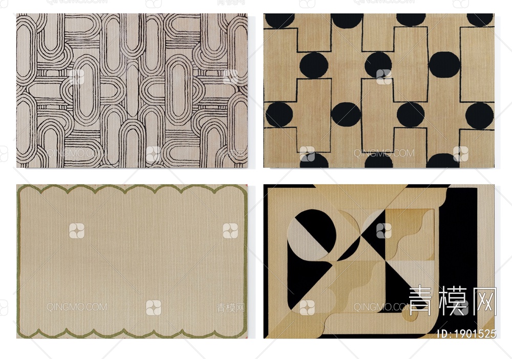 咖色几何抽象地毯组合3D模型下载【ID:1901525】