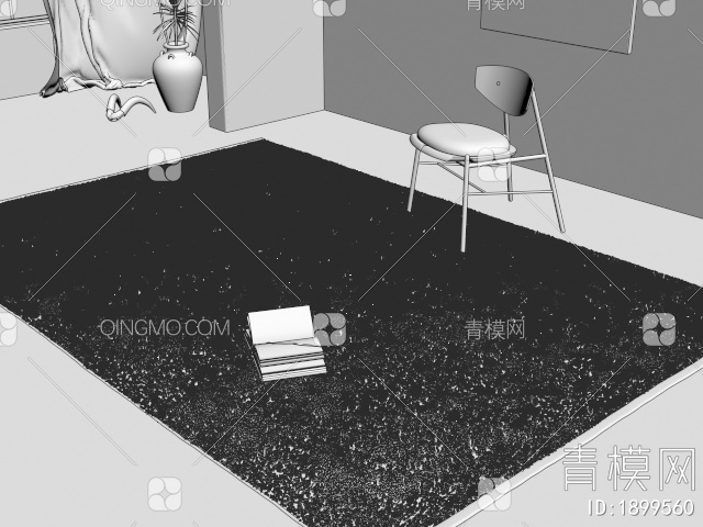 方形抽象花卉地毯3D模型下载【ID:1899560】