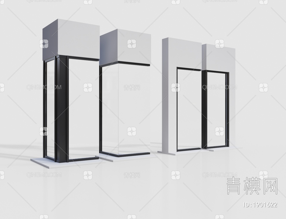玻璃门 玻璃门 平移门 平开门3D模型下载【ID:1901622】