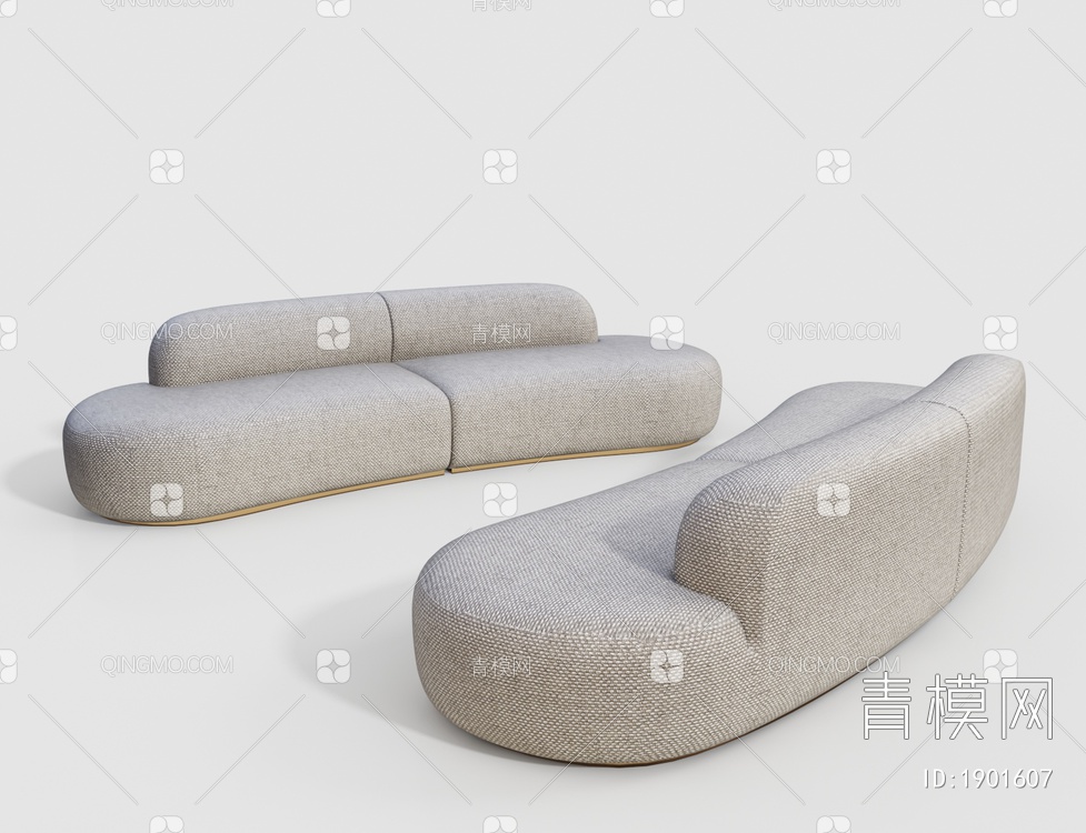 布艺弧形沙发3D模型下载【ID:1901607】