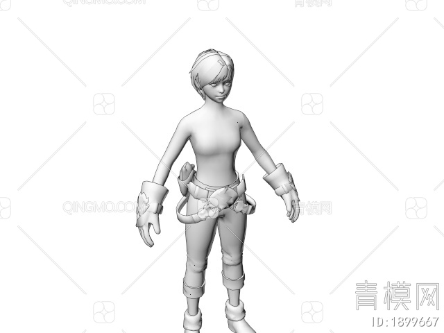 虚拟人物 游戏少女3D模型下载【ID:1899667】