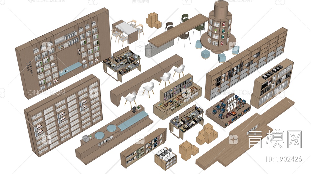 书架SU模型下载【ID:1902426】