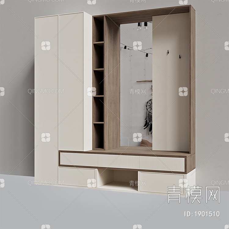 鞋柜，玄关柜，储物柜，衣柜3D模型下载【ID:1901510】