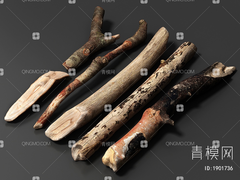 木头 树杆 树枝 木材 木柴 木棍 朽木3D模型下载【ID:1901736】
